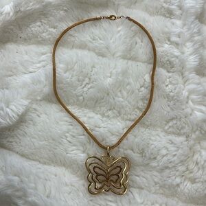 Gold Tone Butterfly On Serpentine Chain